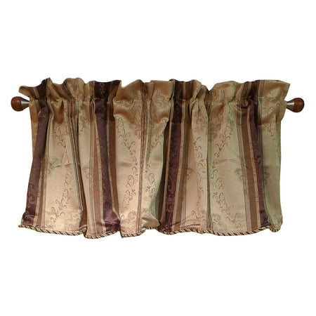 - Window Accents Tuscan Stripe Scroll Stripe Jacquards Rod Pocket Valance Pair