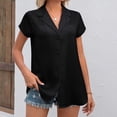 thumbnail image 4 of Njoeus Women's Casual Buttons Down Work T-Shirts Summer V-Neck Collared Shirt Loose Short Sleeve Basic Tee Dressy Blouses Tops S-XXL, 4 of 5