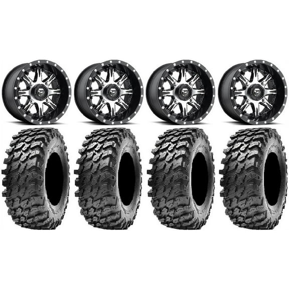 Fuel Nutz Black 14" Wheels 32" Rampage Tires Yamaha Viking Wolverine YXZ1000R
