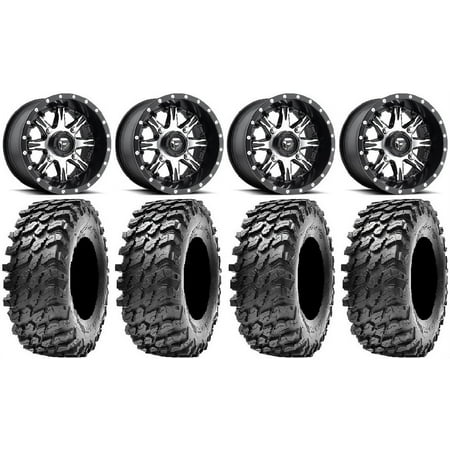 Fuel Nutz Black 14 Wheels 32 Rampage Tires Kawasaki Mule Pro FXT