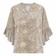 thumbnail image 5 of Tejiojio Women's Casual Printed Top Lace Trim V-Neck 3/4 Sleeves Button Down Fashionable Daily Wear, 5 of 6