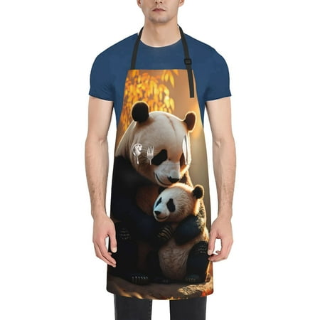 

Ocsxa Maple Forest Panda Apron With Pockets Kitchen Bib Waterproof Resistant Women Men Unisex Adjustable