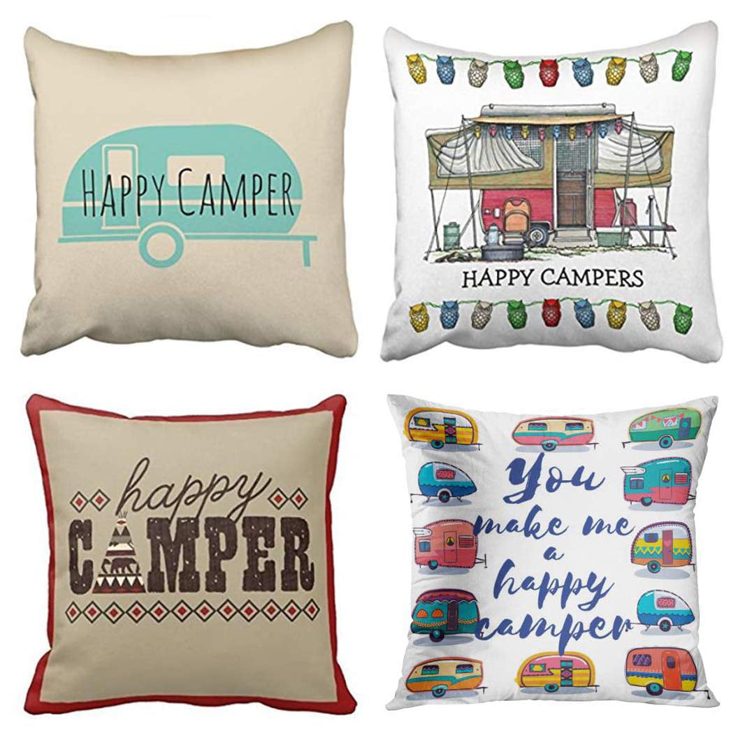 Multicolor 16x16 Baileys Designs Home Is Where You Park It Camping Theme Throw Pillow