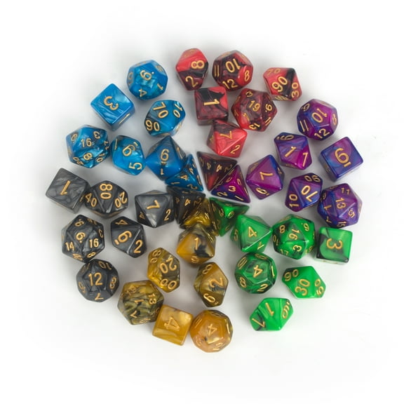 7pcs/set 6 Colors Multifaceted Dice Polyhedral Games Dice Set Board Game entertainment Dice Acrylic Double-Color Polyhedral Dice