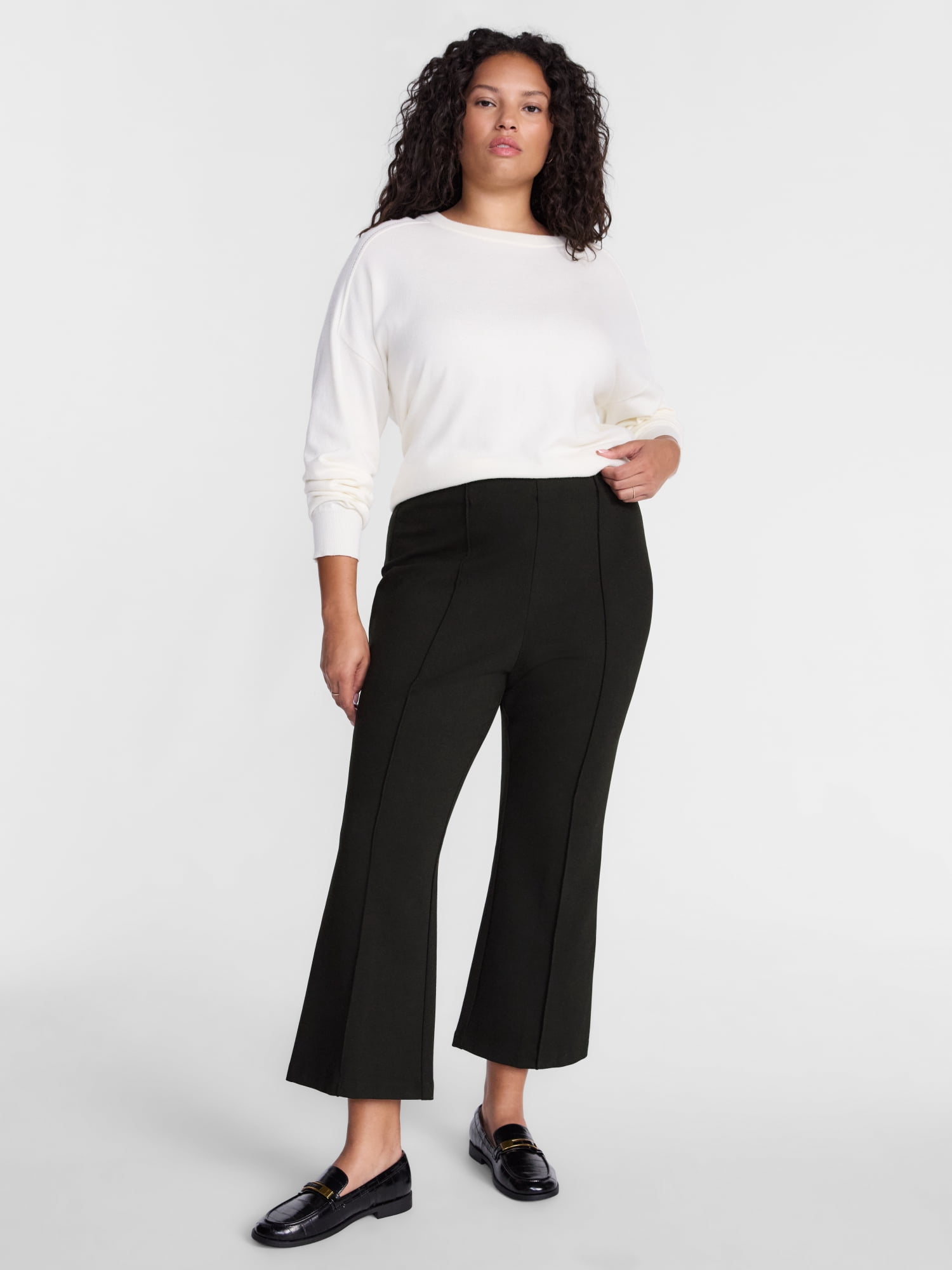 Terra & Sky Women's Plus Cropped Ponte Knit Pants, Sizes 0X - 5X