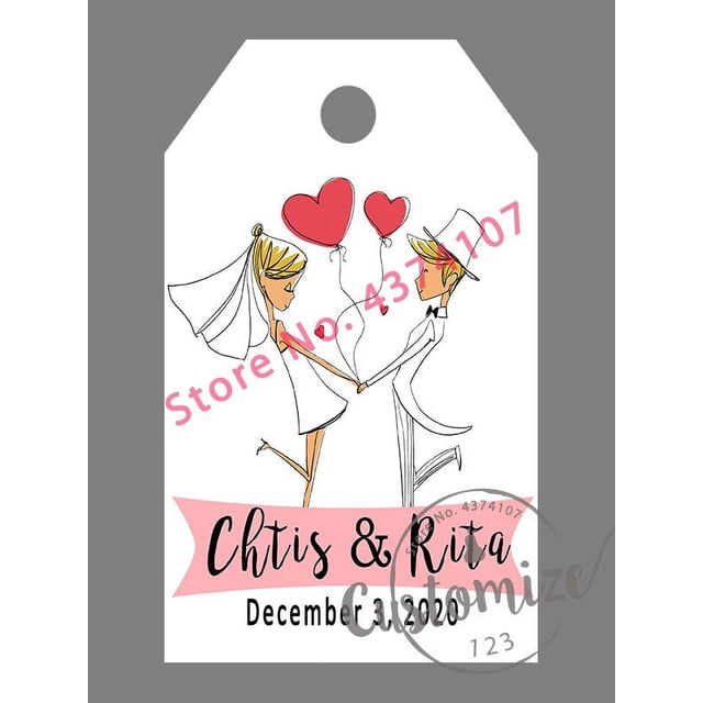 Etiquetas de boda personalizadas, etiquetas de favores de dulces, personalizadas, cumpleaños, bautismo, su foto-papel perlado, 3x5cm, 100 unids/set