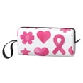 thumbnail image 3 of Portable Storage Bag 7.9×3.5×2.4in Simple Design Convenient Storage And Finishing Bag Light Body Can Be Used As A Cosmetic Bag Storage Bag Modern Pink Ribbon Pattern With Geometric Elements, 3 of 8