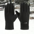 thumbnail image 1 of Black Gloves Mittens Winter Men's Rabbit Fleece Plus Fleece Thickened Outdoor Riding Wind and Cold Three Line Screen Gloves, 1 of 2
