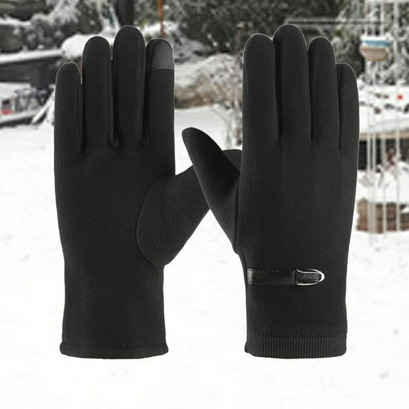 Yanyanz Winter Gloves,Winter Men'S Fleece Plus Fleece Thickened Outdoor Riding Wind and Cold Three Line Screen Gloves Thermal Gloves Women Gloves for Cold Weather Clearance Black One Size