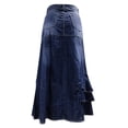 thumbnail image 5 of VUPSGEZ Women's Casual High Waist Denim Skirt Slim Fit A Line Jean Maxi Skirt (Dark Blue,L), 5 of 5