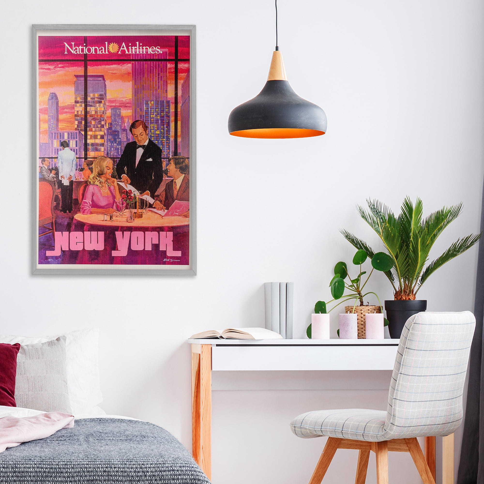 Stupell Industries Vintage New York Dining Gray Framed Giclee Art, design by Vintage Posters
