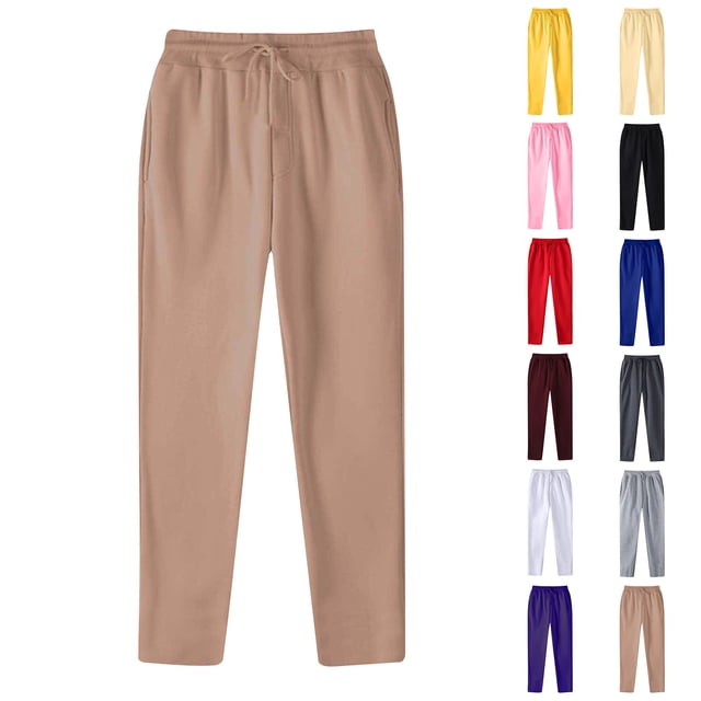 LIBRCLO Mens Sweatpants Open Bottom,Baggy Jogger Pants with Pocket,Khaki Sweatpants Men