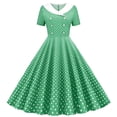 thumbnail image 1 of Dvprdro Robe de Bal pour Femme Invitée de Mariage Mode Vintage à Pois Imprimée Manches Courtes Ligne A Évasée Cocktail Fête Robe Midi, 1 of 5