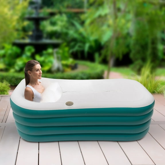 Aureum Supellectilem For Adult Bathtub, Green, PVC, 75"x30", 250L Inflatable Spa Bathtub