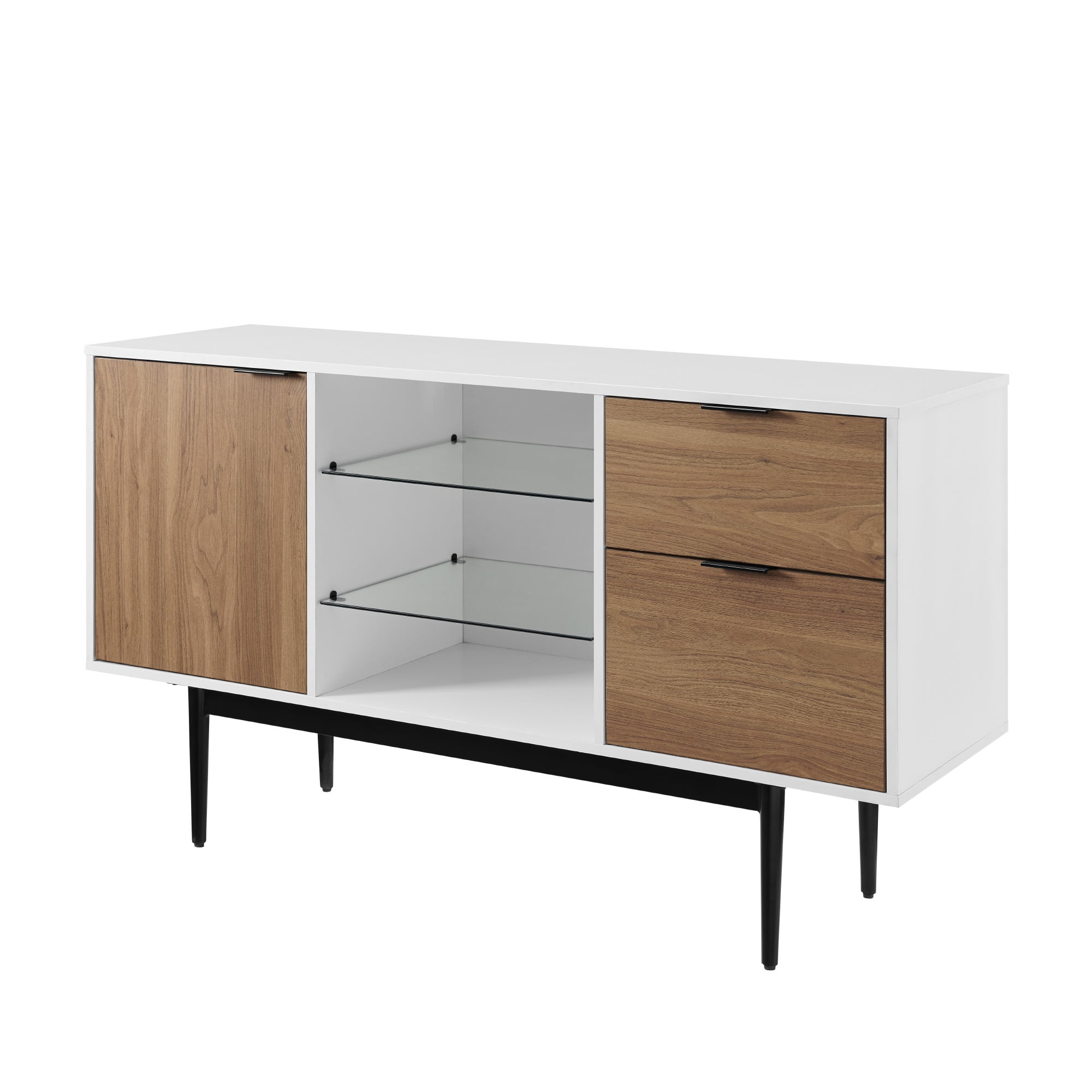 Desert Fields Blakely Mid Century Modern 2-Drawer Sideboard, White/English Oak