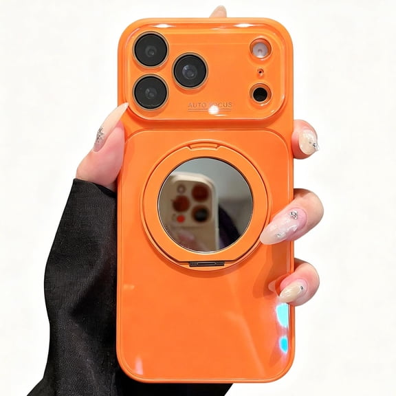 Mynvo for iPhone 17 Pro Case with Mirror Ring Holder Stand, Slim Fit Protective Bumper with Camera Lens Protection Shockproof Back Cover for iPhone 17 Pro