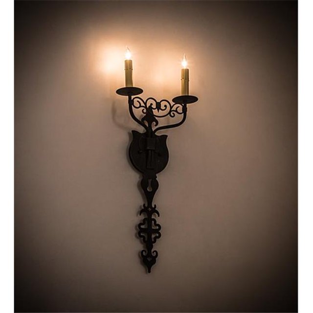 Meyda 196246 11 in. Merano 2 Light Wall Sconce - Antique