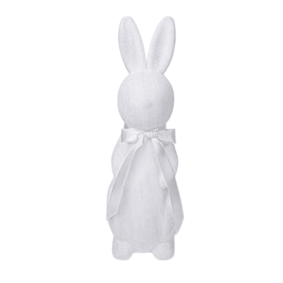 Easter Flocked Bunnies Figurine Easter Decorations,Flocked Easter Bunny Decor,Spring Tables Decoration Centerpieces Indoor Easter Decorating Bunnies for Home Office Party Supplies