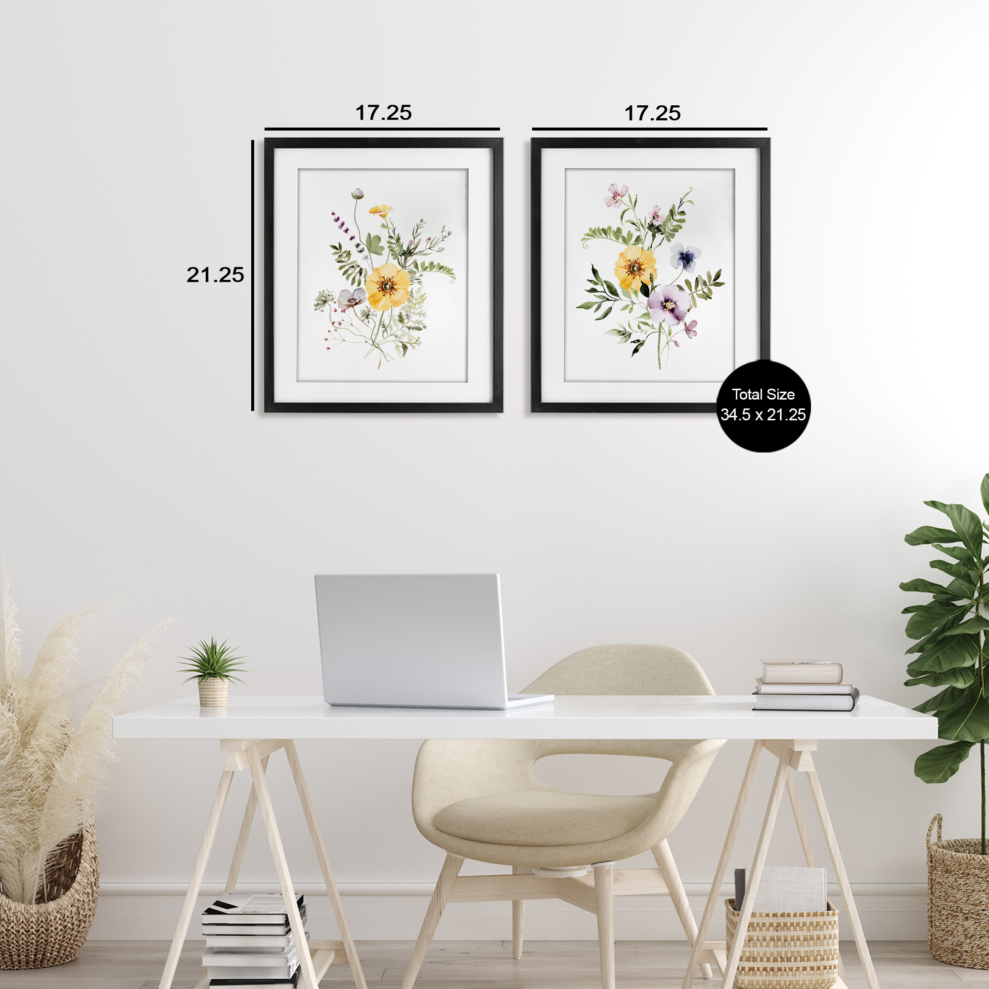 Bundles of Gardening Herbs 2 Piece Black Framed Print Under Glass Set, design by Lettered and Lined