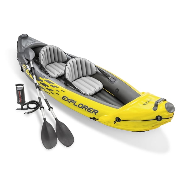 Open Box INTEX Explorer K2 2-Person Inflatable Kayak w/ Aluminum Oars & Pump