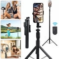 thumbnail image 3 of 68" Wireless Selfie Stick Tripod Stand With Foldable Remote and Light For Phone Live Streaming Video Recording Adjustable Extendable Portable Phone Mount Accessory, 3 of 18