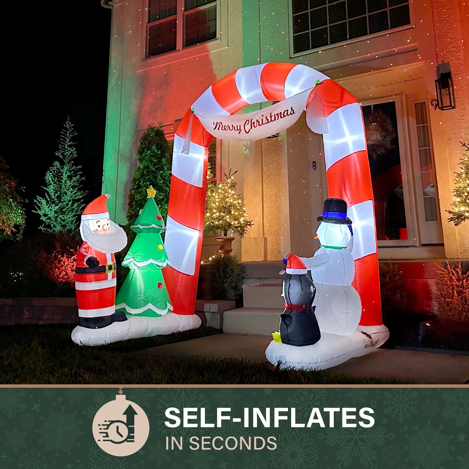 8ft Inflatable Candy Cane Arch w/ Lights