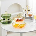 thumbnail image 2 of 2025 Snack Plate Double Layer High Capacity with Handle Light Luxury Simple Round Household Fruit Plate Tray Home Supplies--Golden, 2 of 5