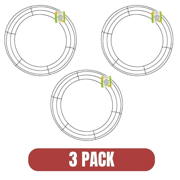 Floral Garden Metal Wreath Forms 18in 3 Pack | DIY Craft Wreath Rings | Perfect Base for Tinsel, Garland & Floral Decorations | Holiday Craft Supplies