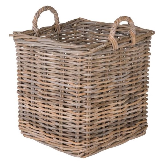 DyGTyX Kobo Square Rattan Decorative Storage Basket and Planter, Medium Size, Gray