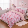 thumbnail image 3 of Btargot 5 Piece kids Comforter Set for Girl Stripe Bows Love Pink Bedding Set Bed-in-a-Bag, 3 of 8