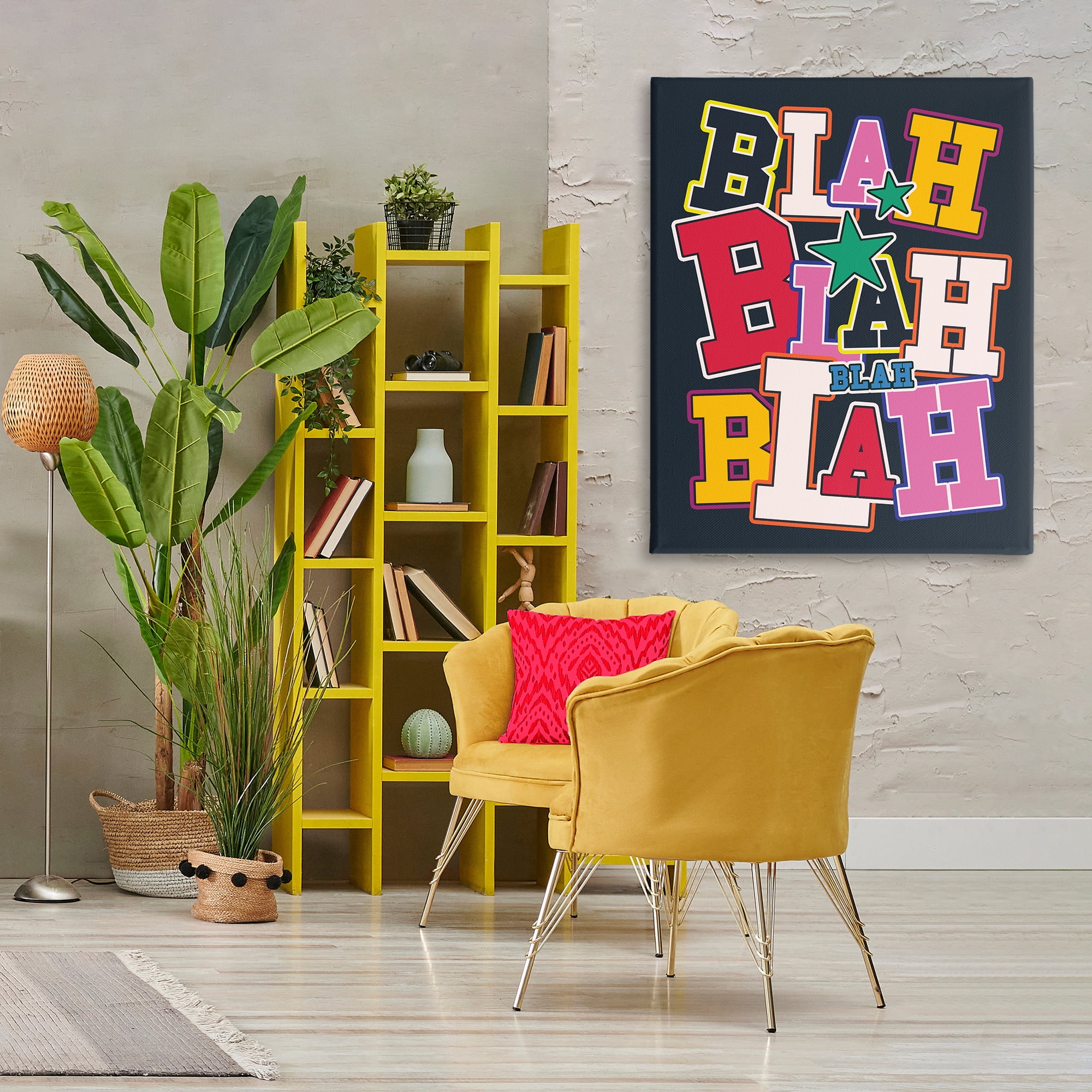 Stupell Industries Bold Blah Blah Text Text & Numbers Painting Wrapped Canvas Art Print Wall Art, 36 x 48