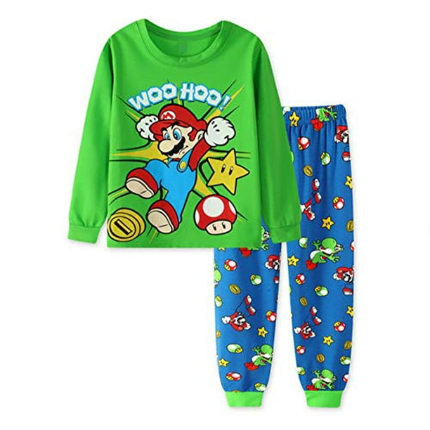 Toddler Boys Long Sleeve Super Mario Pajamas Sets Pjs Cotton