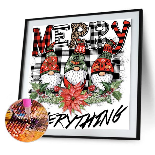 Cuadros Decorativos Kit de dibujo de diamantes de imitación de gnomo de Navidad de forma redonda de taladro completo DIY 5D Ehuebsd Nuevos Originales