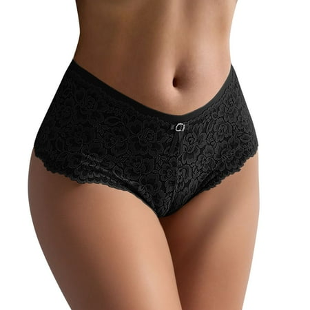 vigerkar Womens Underwear Sexy Lace Panties Stretch Soft Ladies Hipster Briefs Underwear Black  One Size