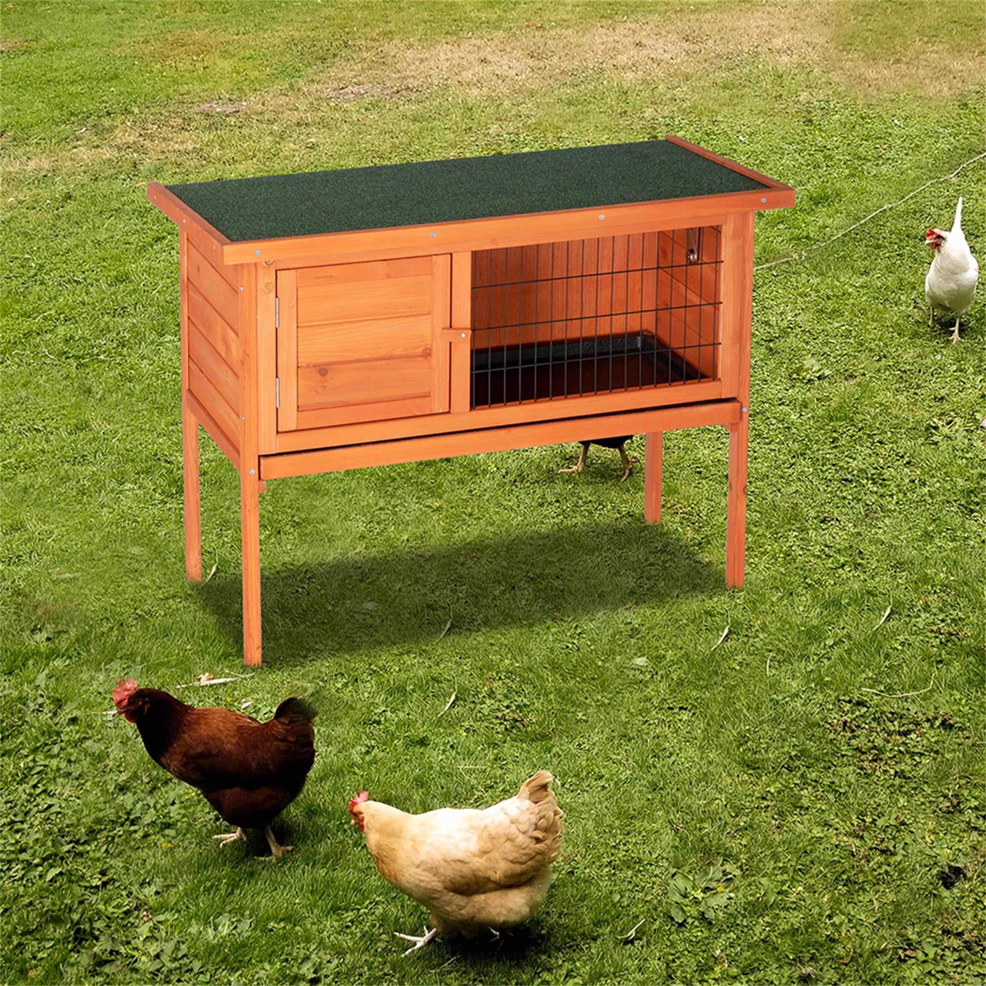 Pefilos 36" Outdoor Rabbit Hutch Wood Guinea Pig Hutch 1 Layer Small Animal House Pet Cage, Orange