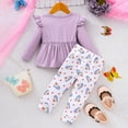 thumbnail image 3 of Hienoo Newborn Girls Outfits Butterfly Print Ruffle Long Sleeve Top Trousers 2-Piece Set, 3 of 8