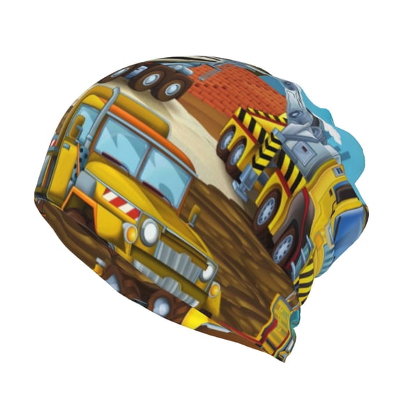 Hirioo Different Construction Site Vehicles for Multifunction Beanie Hat for Men and Women Unisex for Winter Sports, Outdoor Activities, and Daily Wear