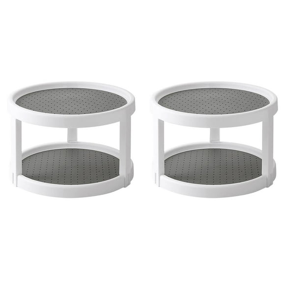 2 Tier Rotating Rack 10 Inch Non Lazy Turntable Rack For Cabinet Kitchen Fridge Bathroom Makeup Vanity Countertop Under Organizing,2 Storage Trays, 3 Parts * 2 Clearance