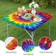 thumbnail image 4 of Colorful Tie Dye Pattern Square Fitted Tablecloth with Elastic Edge,Square Table Cover,Washable Elastic Table Cover for Home Kitchen Party Decor 34"x34", 4 of 6