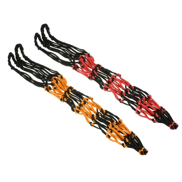 Unique Bargains Basket-Ball Sport Ballon Sac de Stockage Sac en Filet Noir Rouge / Noir Jaune 1 Set / 2pcs