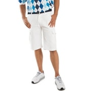 vibes gold label men white cotton canvas cargo shorts matching belt 13" length