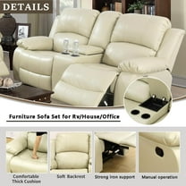 Bonded Leather Living Room Furniture Set Reclining Sofa Set Loveseat Furniture Sets in Living Room Sofa Recliners (Loveseat, Beige)