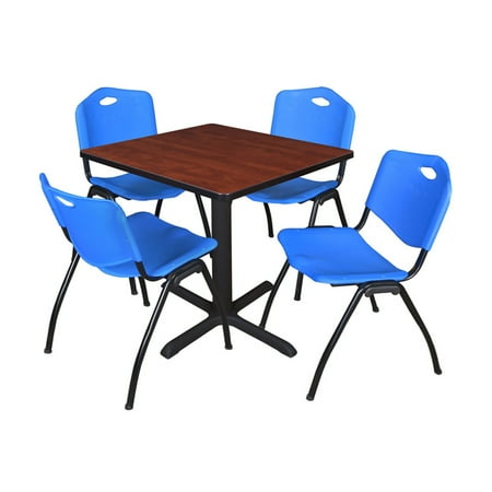 UPC: 0843532019672 | Regency Cain Square Breakroom Table with 4 Stackable M Chairs