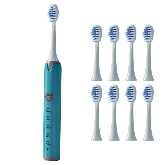 Smart Home Fully Automatic Sound Toothbrush Couple Set Adult Whitening Male And Female Student Party Soft Bristle Toothbrush Rechargeable Version 8PC Brush