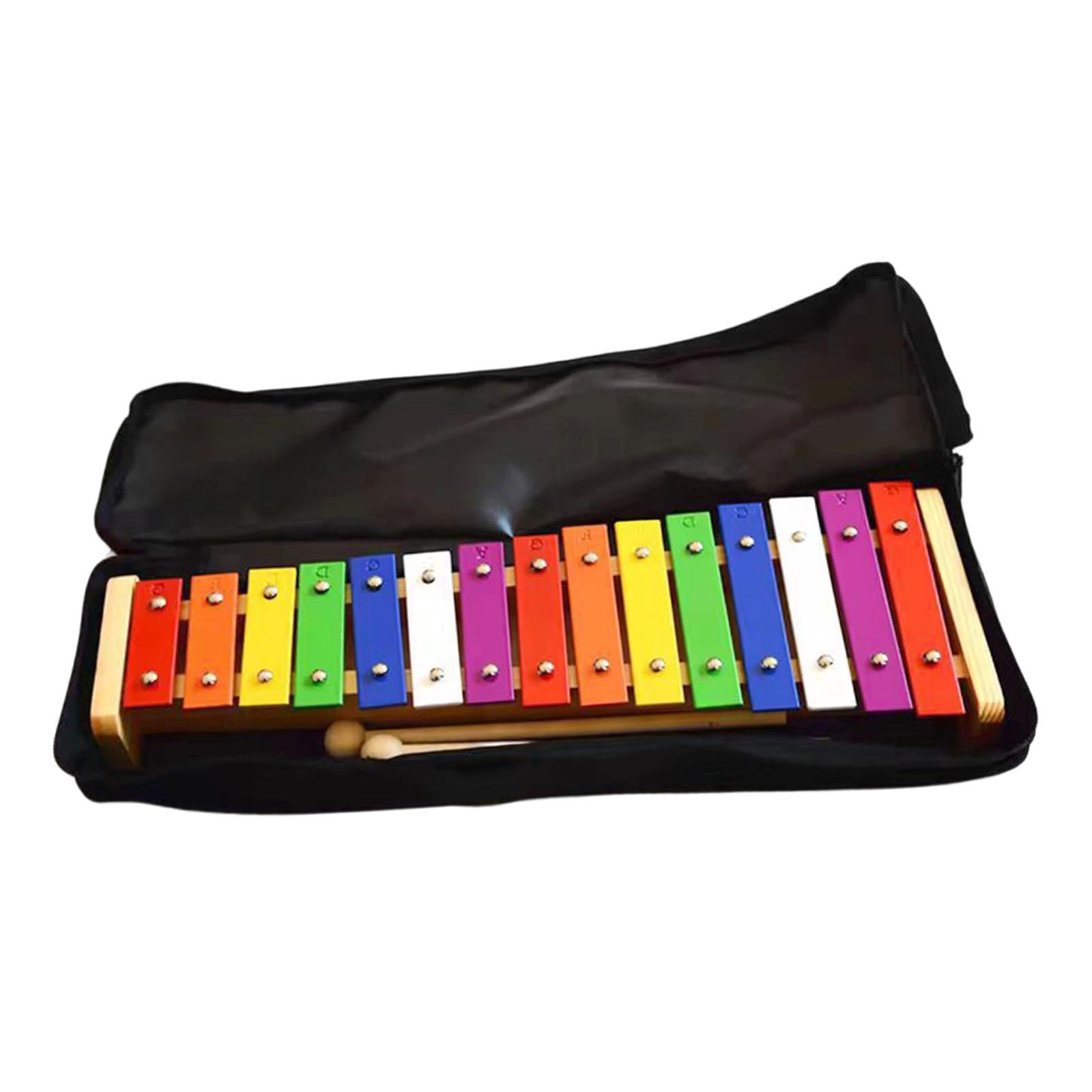 Rainbow Xylophone Glockenspiel Music Instrument 15 Note Aluminum Bars for Kids Educational Toy Indoor Play