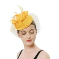 thumbnail image 5 of TODOZO Fascinators Tea Party Hat for Women - Kentucky Church Derby Hats Flower Mesh Feather Headband for Ladies Girls Hats for Fascinators Pillbox Flower Hat for Tea Wedding Church Yellow, 5 of 7