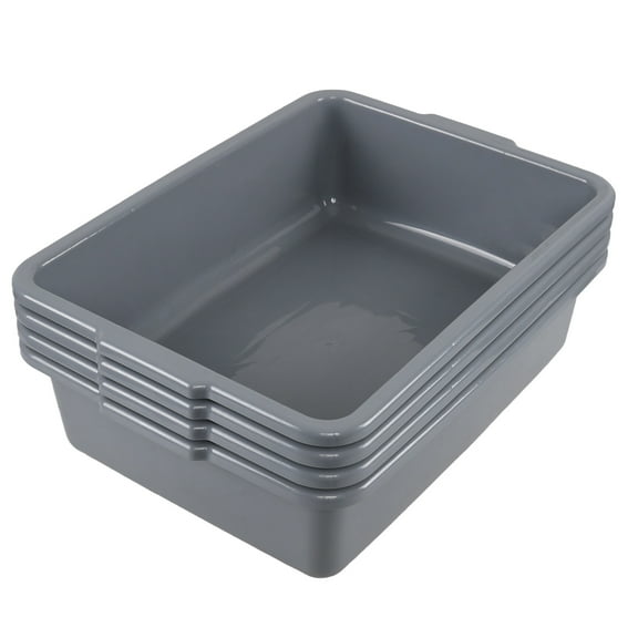 Melontray 4 Packs 23 L Plastic Bus Tubs, Commercial Bus Box Bins, Gray