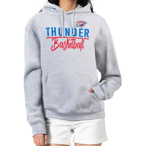 Women's G-III 4Her by Carl Banks Heather Gray Oklahoma City Thunder Graphics Fleece Pullover Hoodie