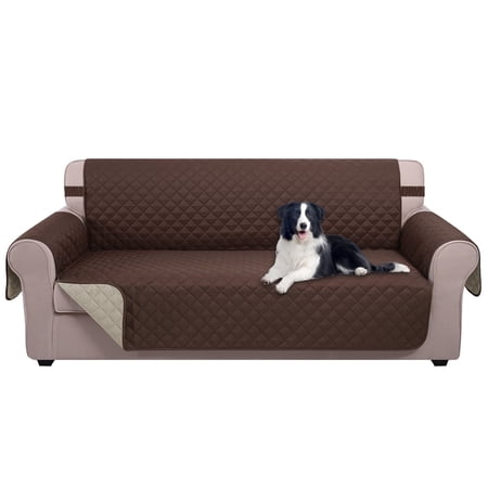U-NICE HOME Reversible Sofa Cover 3-Seater, Washable, Water Repellent, Elastic Straps, Chocolate/Beige