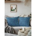 thumbnail image 3 of Outdoor Pillows Waterproof, Indigo Blue Solid Color Bedding Throw Pillows with Insert for Couch Sofa Bed, Minimalist Vintage Linen Texture 18x18 Inch Pillowcases Decorative Patio Pillow Set of 1, 3 of 8